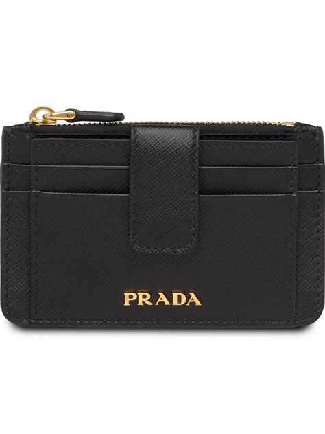 prada credit card holder black|Prada card holder with zipper.